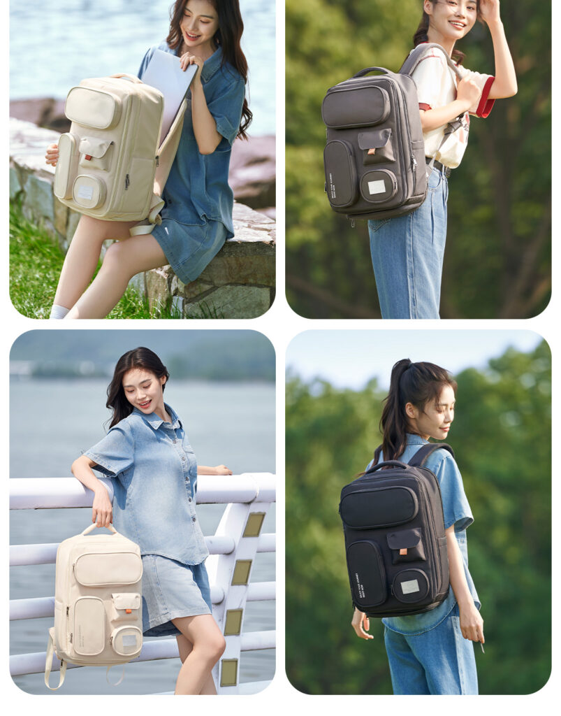 Slim Durable  Oxford Backpack, Multi-Pocket Commuter Backpack for Men & Women